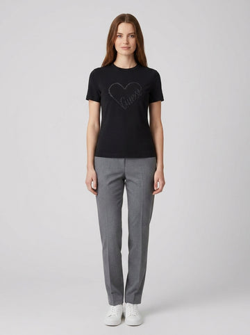 T-Shirt Guess Love Cuore Glitter Donna - foto indossata