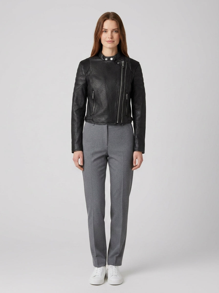 Jeannine pu stitched jacket - foto indossata