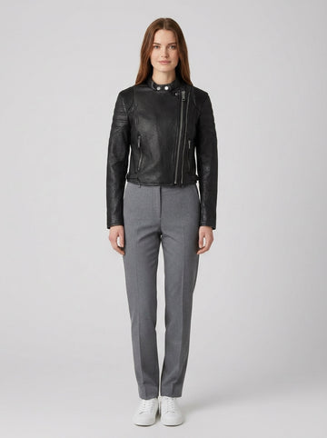 Jeannine pu stitched jacket - foto indossata