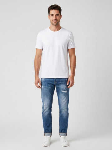 Jeans CARROT FIT SCRITTE LASER M62 - foto indossata
