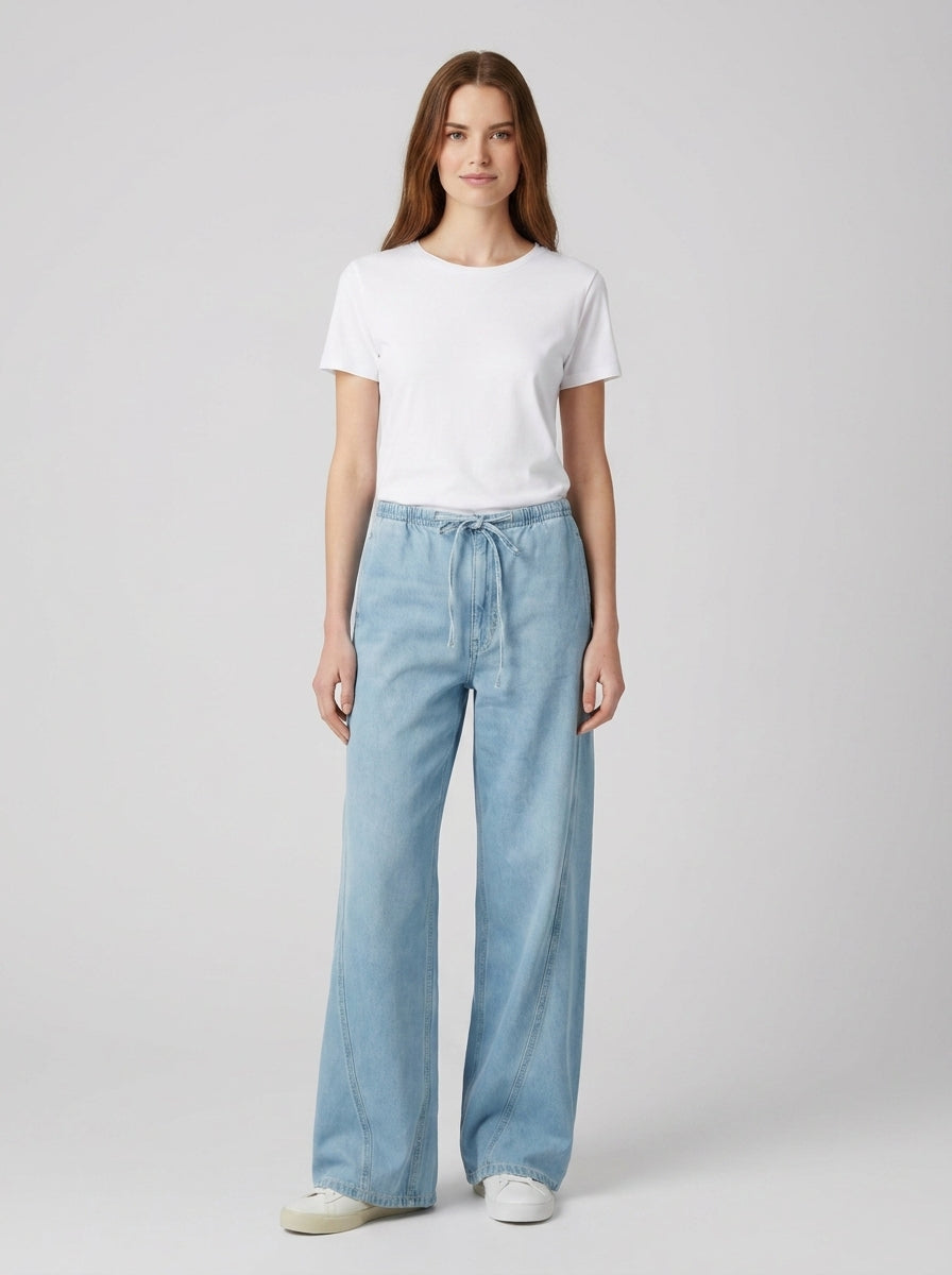 Jeans Guess W6GA2JD7902 GJ LR JOGGER TWISTED EXSTRAWIDE - foto indossata