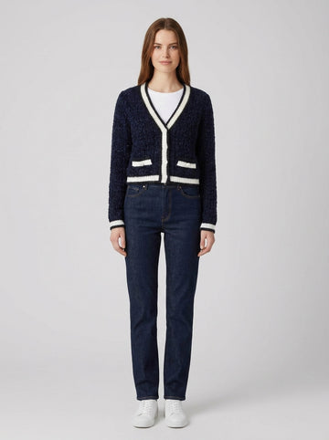 Cardigan Guess Donna Maglia Testurizzata - foto indossata