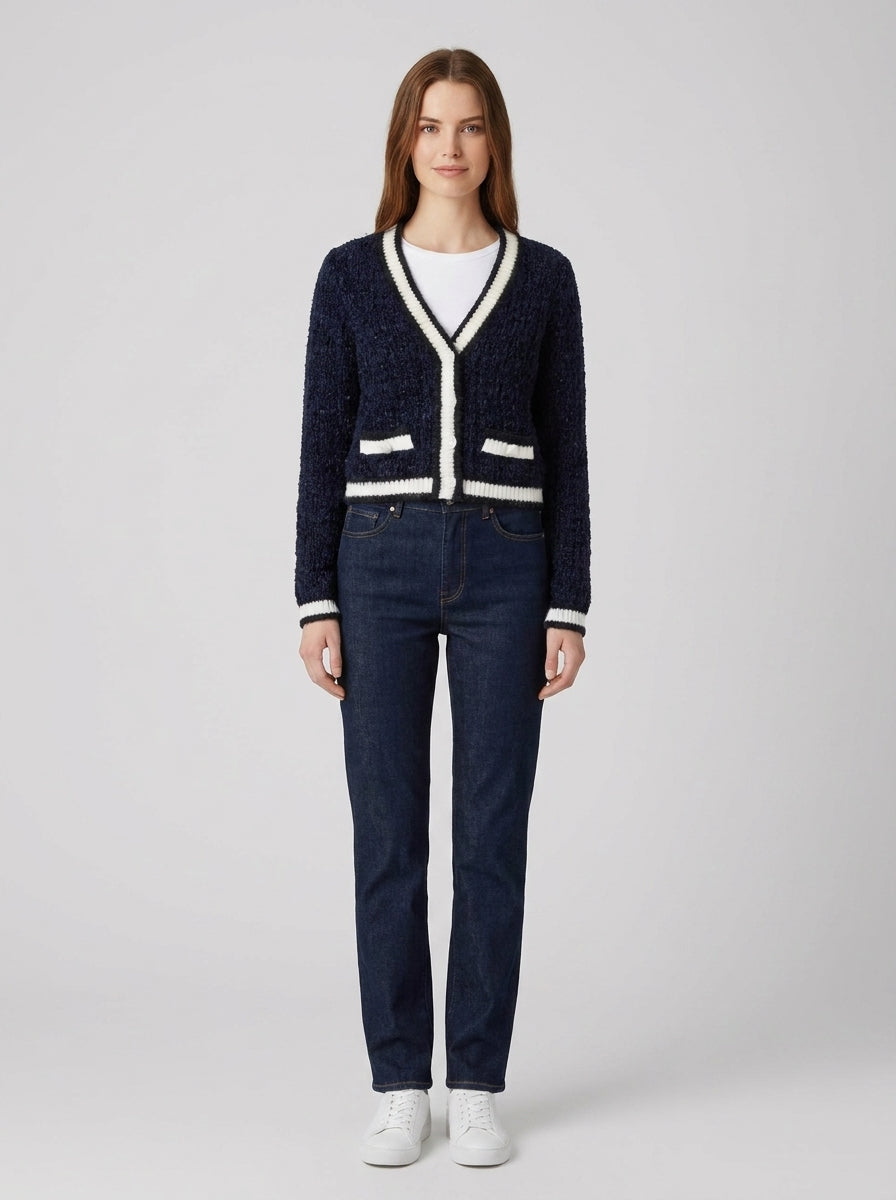 Cardigan Guess Donna Maglia Testurizzata - foto indossata