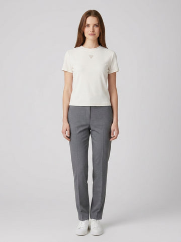 Maglia Guess cotone bianco donna strass - foto indossata