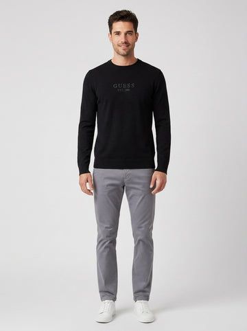 Maglione Guess Logo Nero Uomo - foto indossata