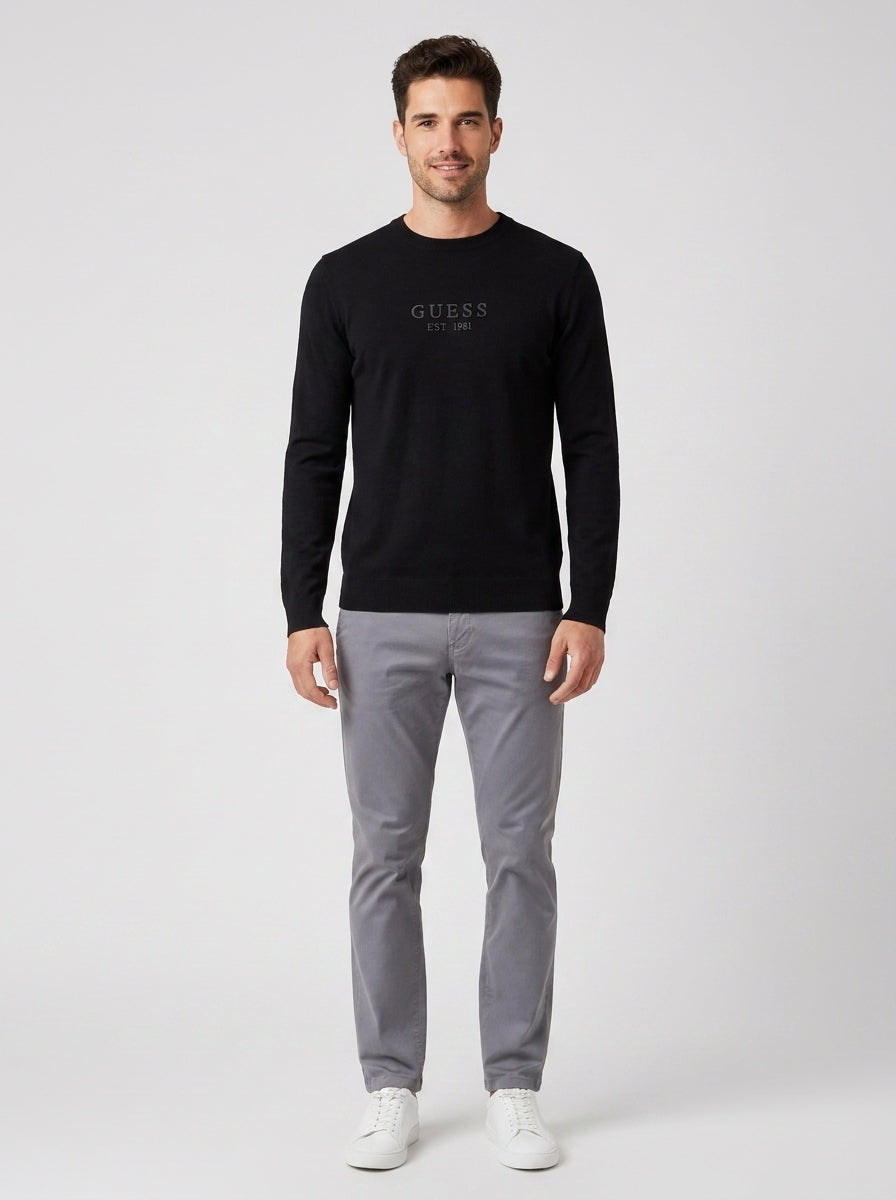 Maglione Guess Logo Nero Uomo - foto indossata
