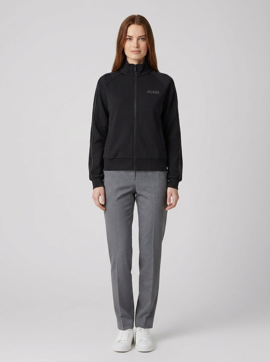 Felpa Guess Octavia Collo Alto Zip - foto indossata
