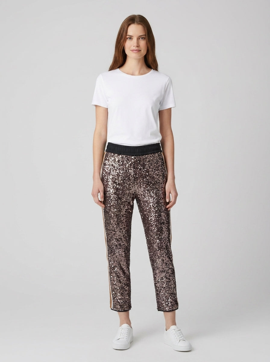 Pantaloni Paillettes e raso 91030 - foto indossata