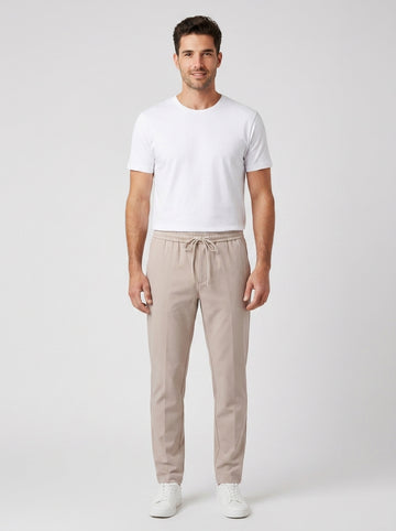 Over D Pantalaccio Slim Beige Uomo - foto indossata