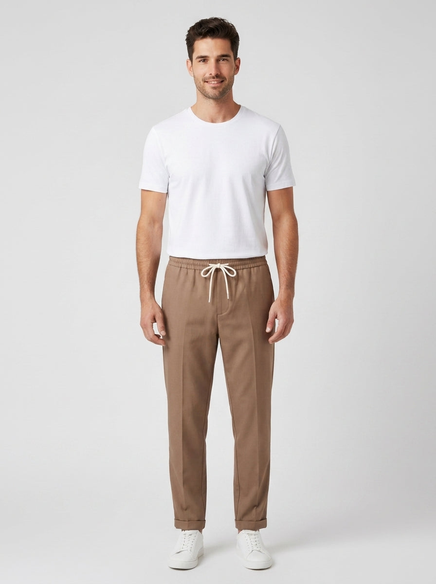 Pantaloni Slim Over D Beige Uomo - foto indossata