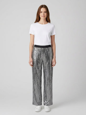 Pantaloni PANTALONE ZAMPA PAILLETTES - foto indossata