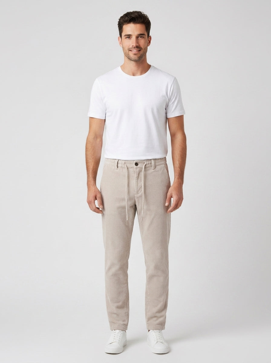 Pantaloni Capri Slim Over D Beige - foto indossata
