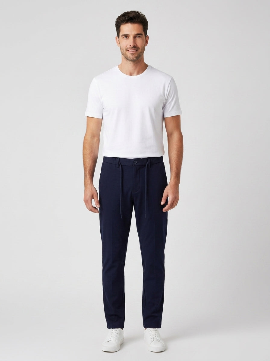 Over D Pantaloni Slim Blu Uomo - foto indossata