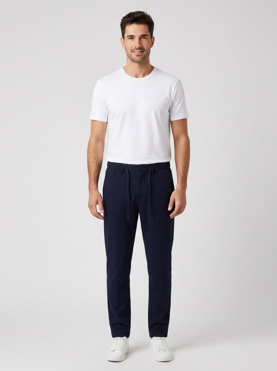 Over D Pantaloni Slim Blu Uomo - foto indossata