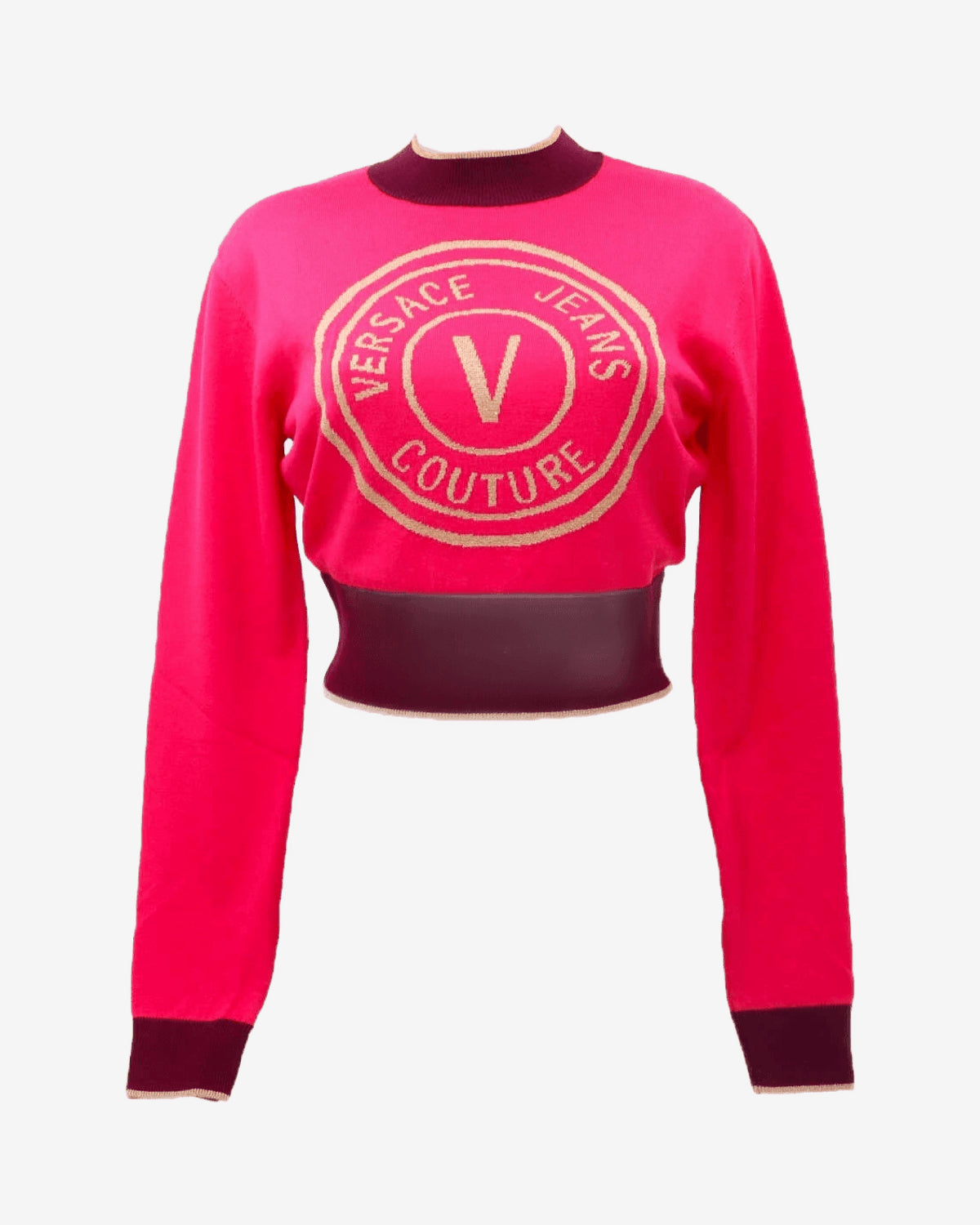 Maglione Versace Cropped Logo Fucsia