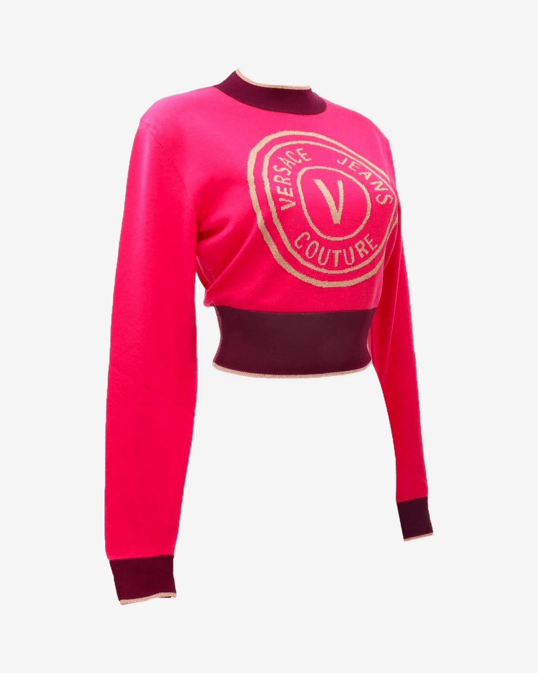 Maglione Versace Cropped Logo Fucsia