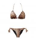 Bikini triangolo e slip Marrone leopardato