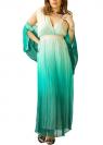 L012 ABITO LUNGO SFUMATO MISTO SETA Verde Multicolore